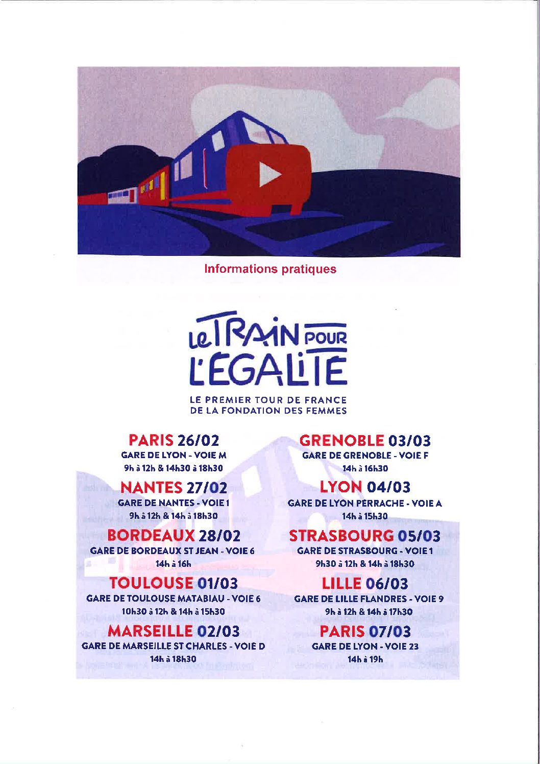 26 février et 7 mars 2022 : Le train pour l’égalité – Gare de Lyon à Paris