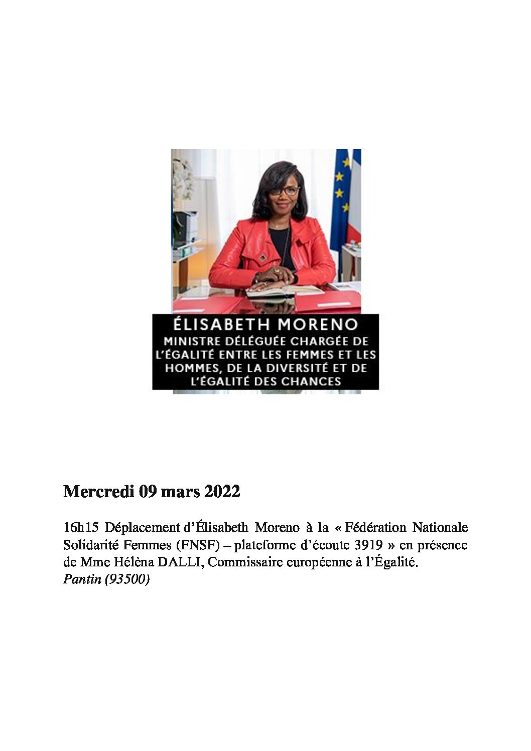 9 mars 2022 : déplacement d’Elisabeth Moreno