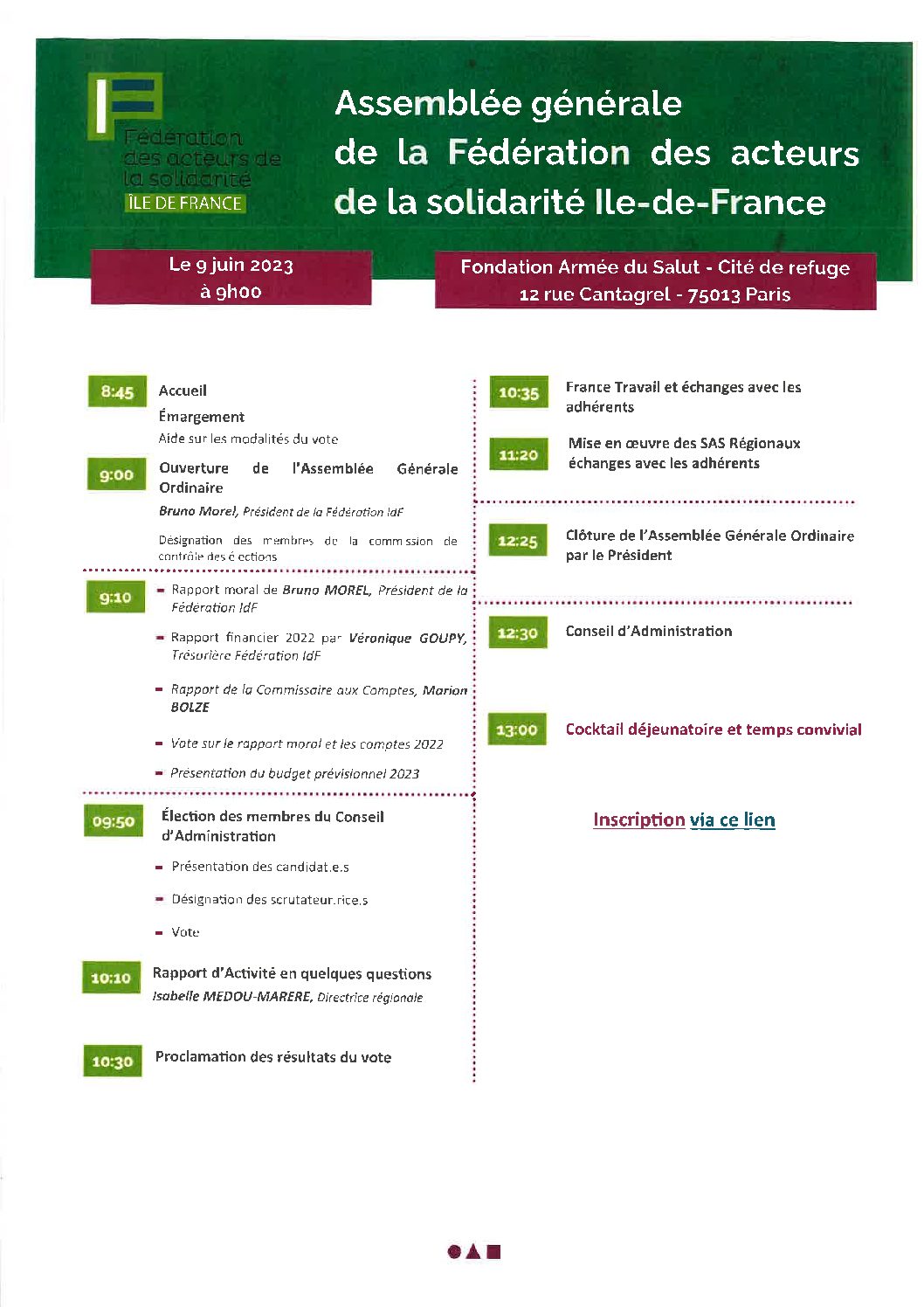 9 juin 2023 : Assemblée générale de la Fédération des acteurs de la solidarité d’Île-de-France