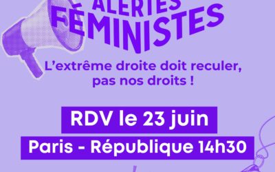 23 juin 2024 : ALERTES FEMINISTES, des mobilisations ont eu lieu partout en France pour alerter sur le projet politique de l’extrême droite qui met en danger les droits des femmes et la protection de toutes les femmes victimes de violences.